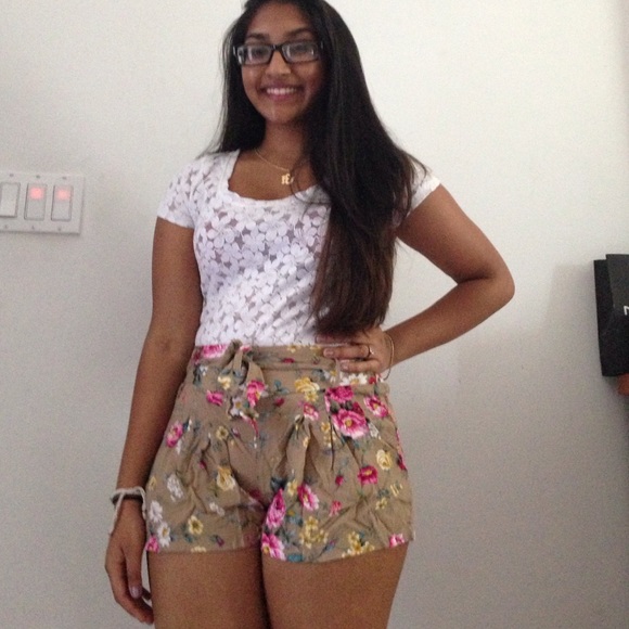 Tan shirts with flowers