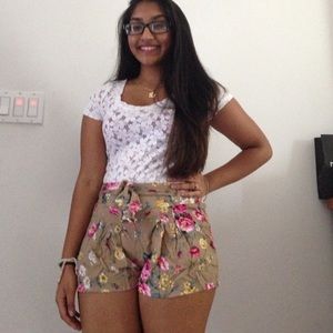 Tan shirts with flowers