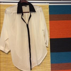 Cute white and black sheer blouse shirt