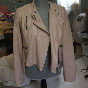 free people pale coral leather jacket