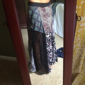 patchwork maxi skirt