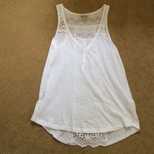 White lace insert lucky brand tank top
