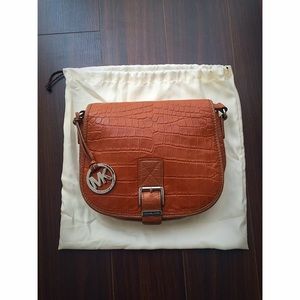 Michael Kors medium croc embossed saddle bag