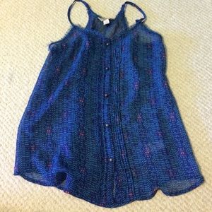 Aztec tribal blue sheer Arizona tank top