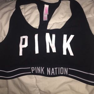Black "pink nation" Sports bra