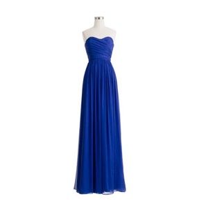 J Crew Arabelle Blue Silk Chiffon Maxi Dress