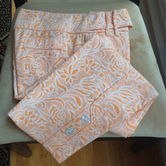 Etcetera Tangarine and Cream ankle length pant - Picture 1 of 4