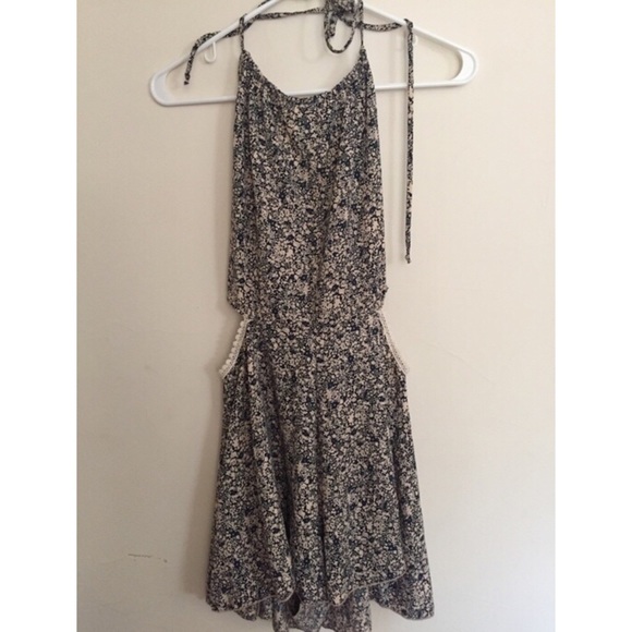 High Halter Backless Romper