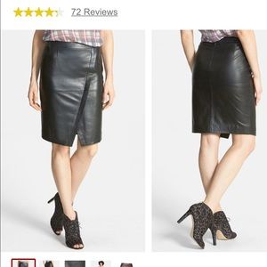 Halogen GENUINE LEATHER pencil skirt