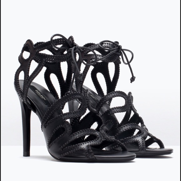 Zara Interlaced Sandal Heels