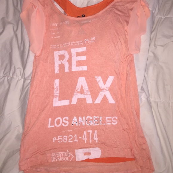 Peach colored graphic tee