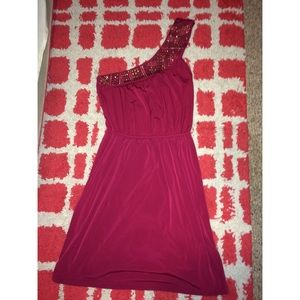 Maroon one shoulder dress