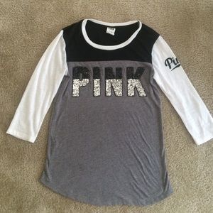 Black , White & Silver sequin Love Pink Shirt !