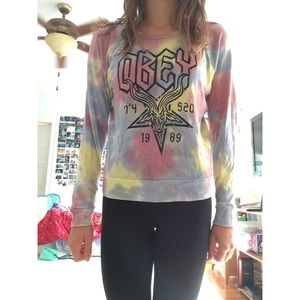 OBEY tie dye long sleeve shirt/sweater