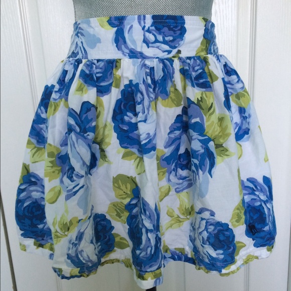 White and blue floral skirt