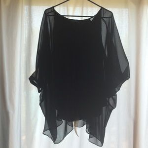 Black batwing sheer top
