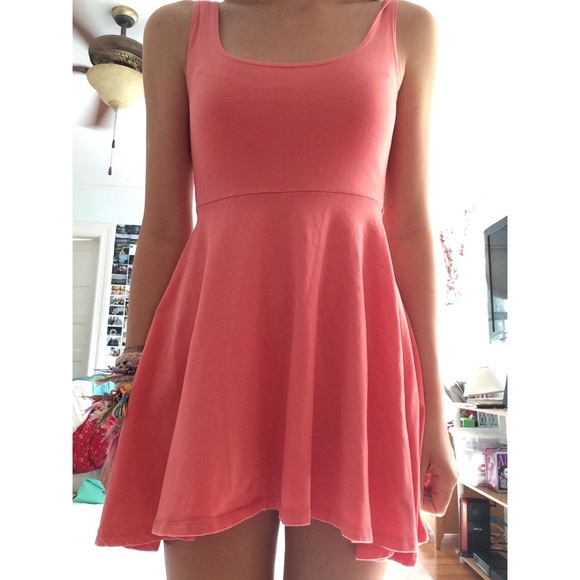 coral skater dress