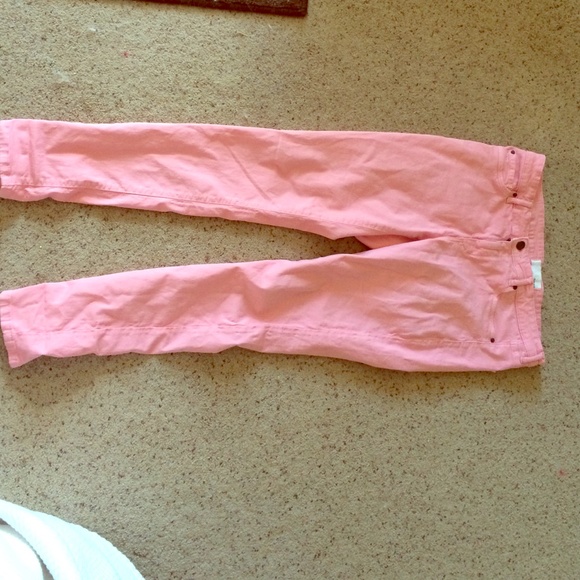 Coral colored skinny jeans