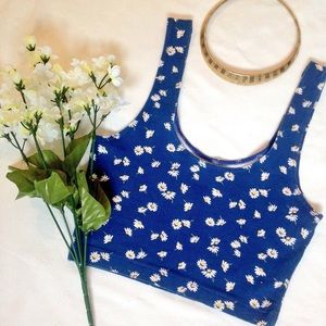 BLUE FLORAL CROP TANK TOP • AA
