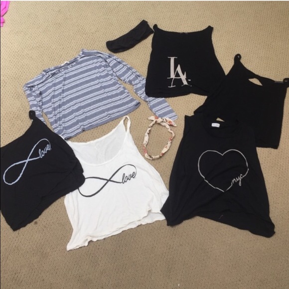 6 brandy Melville shirts a bandeau and headband!
