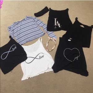 6 brandy Melville shirts a bandeau and headband!