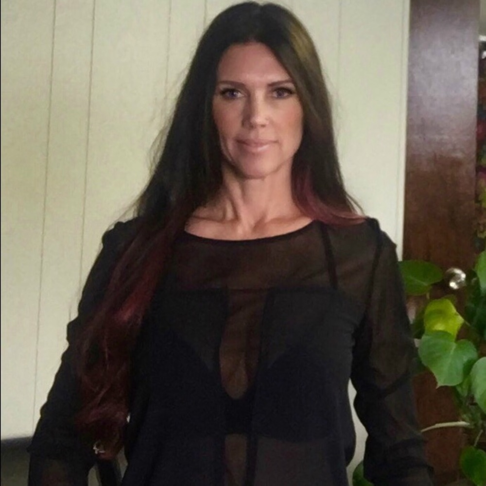 Ya Los Angeles Black Sheer Long Sleeve Top - S M L