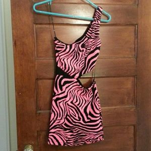 Fun hot pink Zebra print club dress