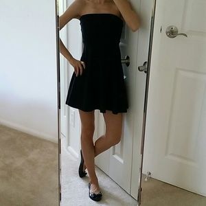 NWOT Express black cotton strapless skater dress