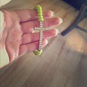 A awesome cross bracelet in the colour limegreen