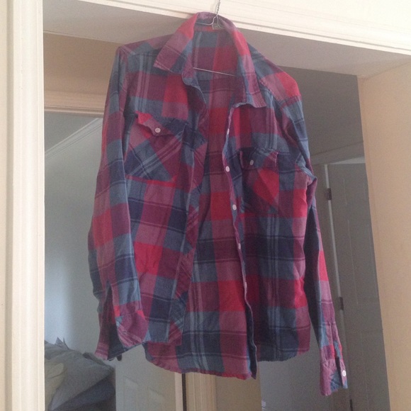 Plaid red and blue button up