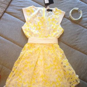 Yellow and white dress