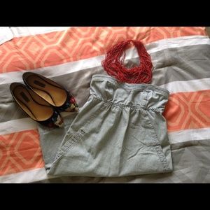 Denim Strapless dress with pockets. Sweetheart.