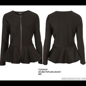Topshop Black Scuba Peplum Jacket / Blazer