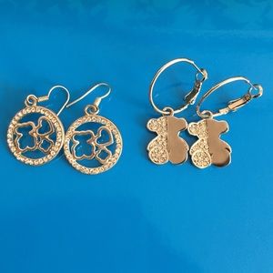 Cute crystal bear earrings