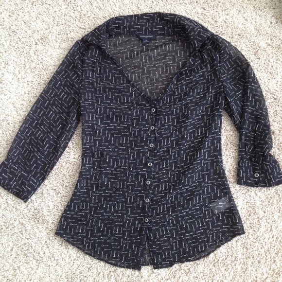 Banana Republic 3/4 Sleeve Key Print Blouse