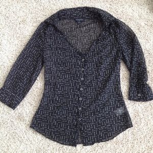 Banana Republic 3/4 Sleeve Key Print Blouse