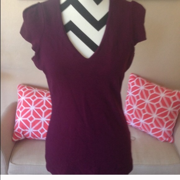 NWOT Zara dark purple V Neck Top