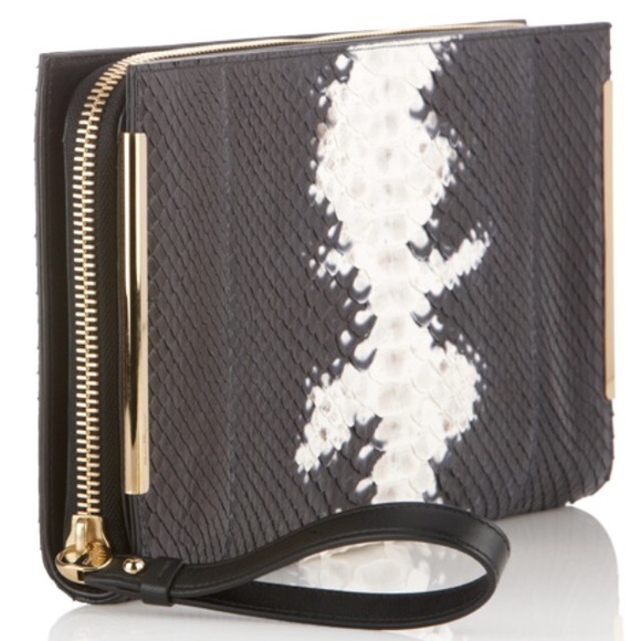 Ferragamo Python Clutch Black White FW13 Rare!