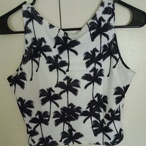 Black palm tree crop top
