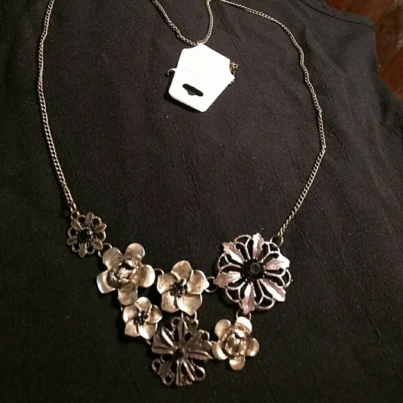Brass Colored Flowered Necklace