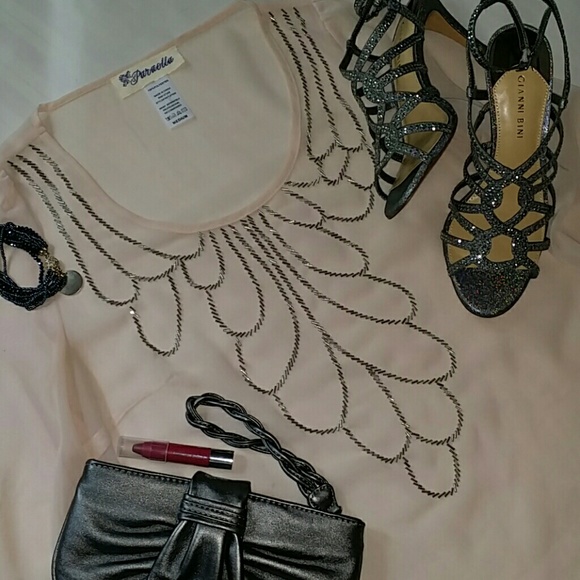 Francesca's Pale Pink Sheer Top