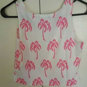 Pink palm tree crop top