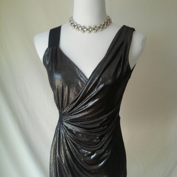 Sexy metallic silver evening party top