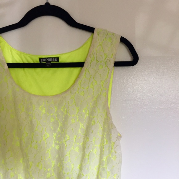Neon Yellow and White lace dress