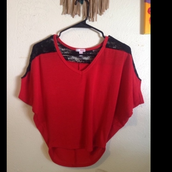 Red and black lace top
