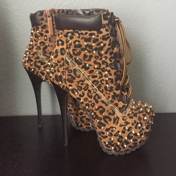 Studded, cheetah platforms