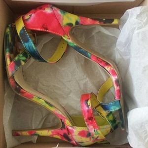 Pink multicolor single sole heels
