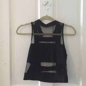 Black mesh crop top