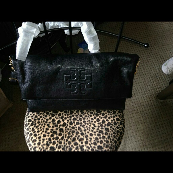 Tory Burch Thea folder cross body black leather