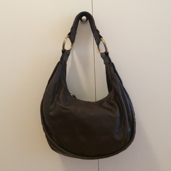 Chocolate brown leather Kenneth Cole hobo bag.